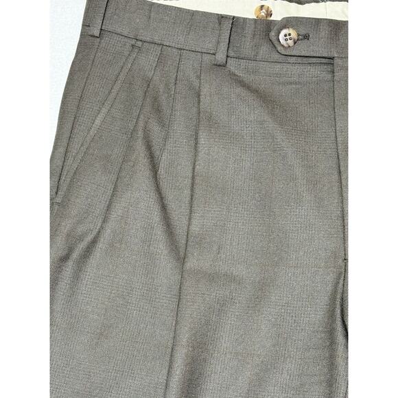 VTG Burberry Men’s Plaid Gray Cuffed Wool 36x29 Dress Pants Slacks - Picture 4 of 11
